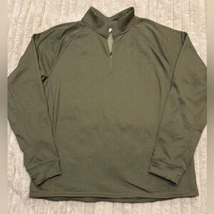 Olive Green Quarter-Zip Waffle Knit Pullover 2xl